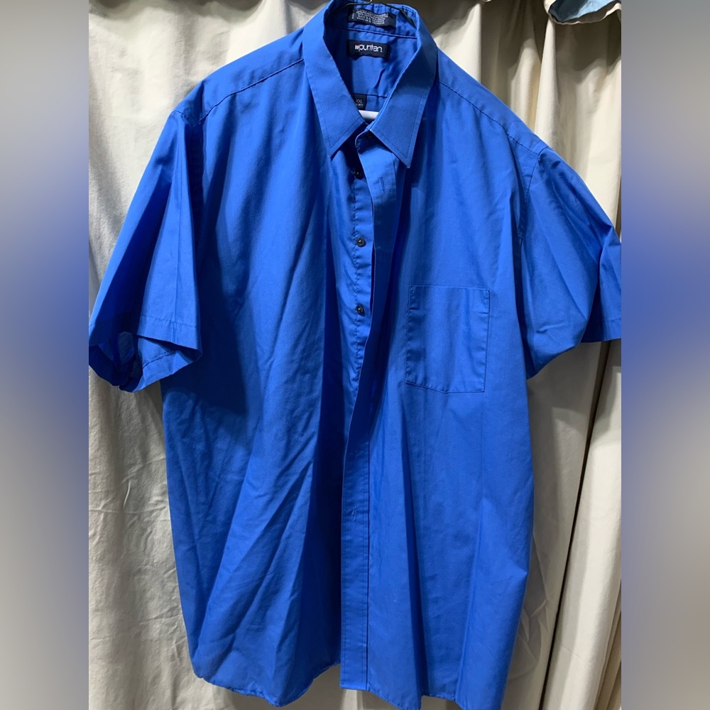 Men’s short sleeve button down shirt, blue, 2x, puritan - Picture 1 of 3